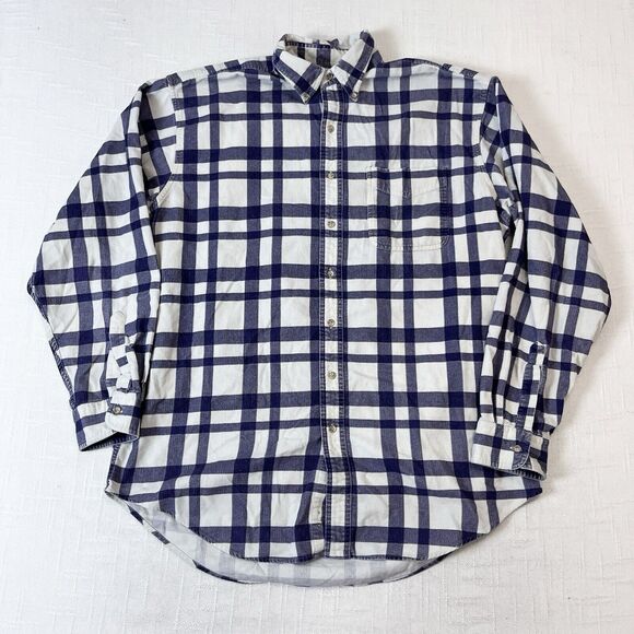 80s LL Bean Corduroy Plaid Flannel Button Down Shirt L Tall Vtg Grunge Outdoors - Picture 1 of 9